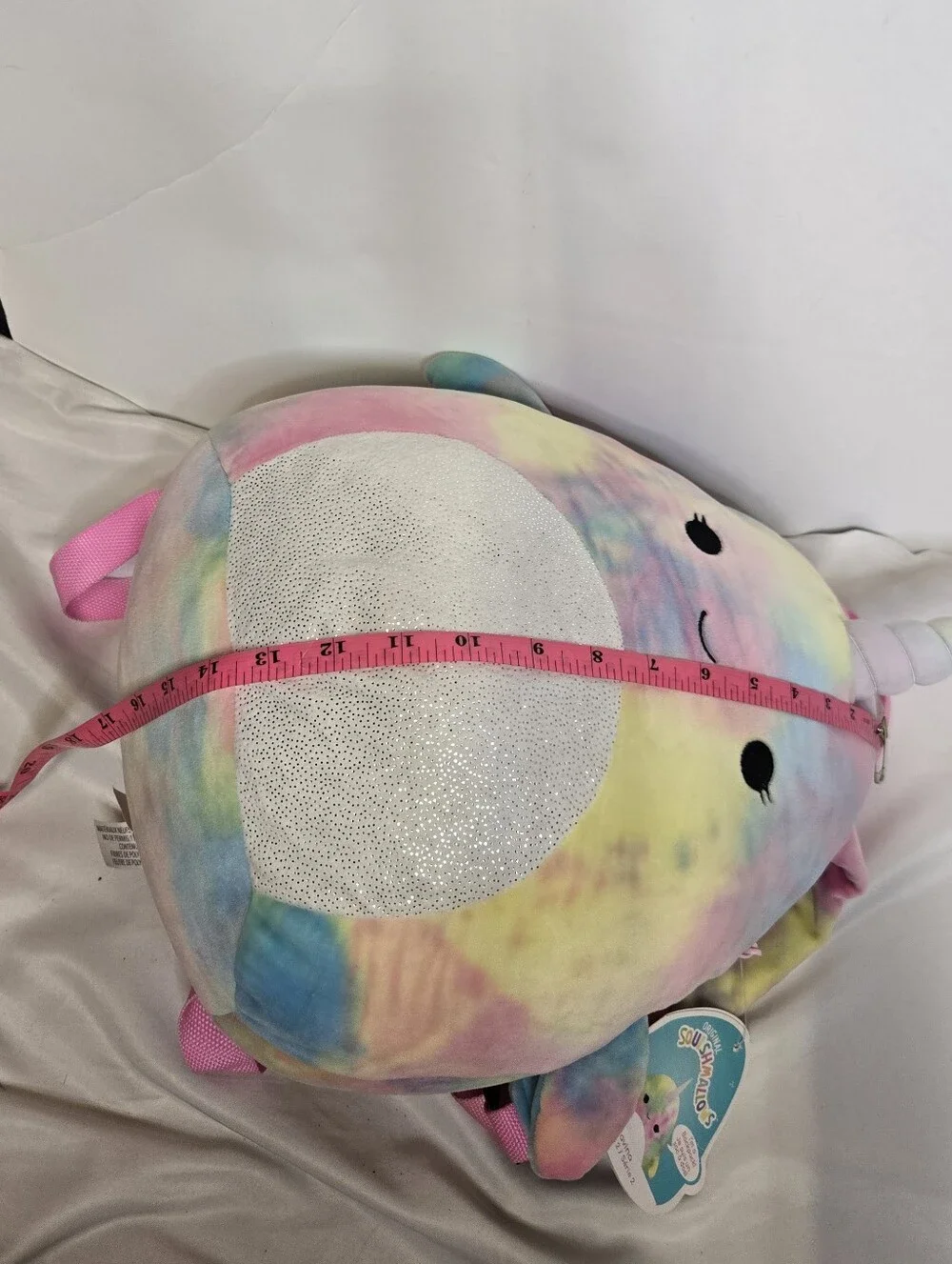 NEW Squishmallows tie dye Navina Narwhal Series 2 plush backpack